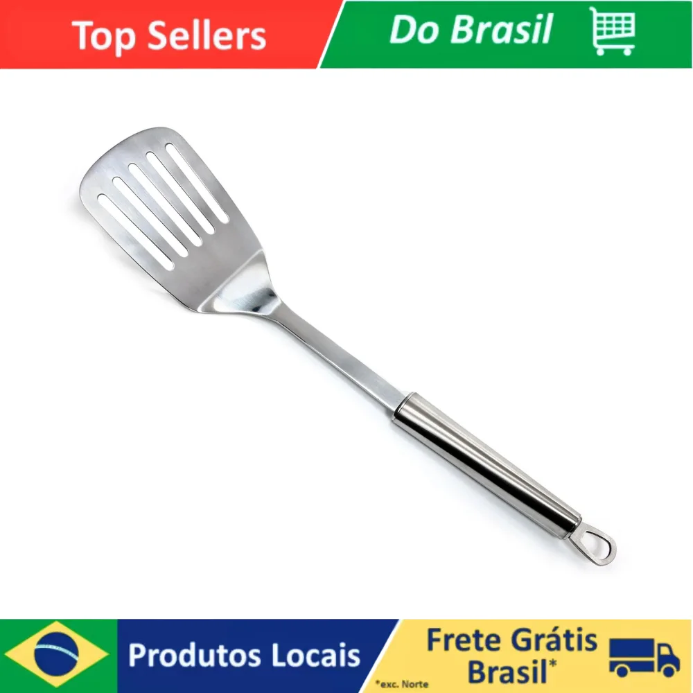 Espátula Vazada de Aço Inoxidável, Acessório e Utensílio de Cozinha