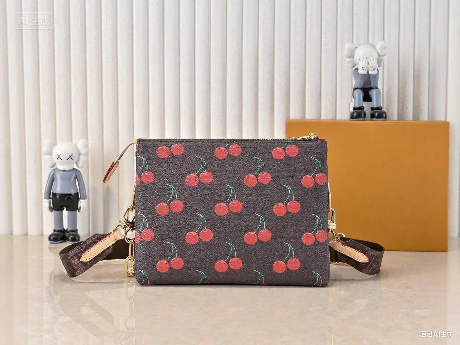 

2025 New 25x20x5.5 CM Fashionable Versatile bags leather cherry Portable can be carried on the shoulder no boxes