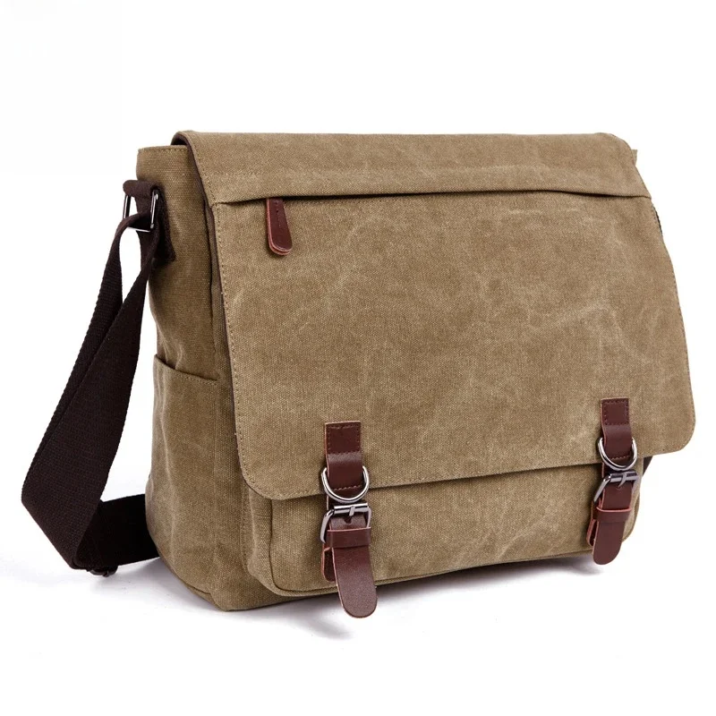 Mężczyźni Płótno Torba Vintage Marka Biznesowa Dorywcza Podróżna Torba Na Ramię Laptop Torby Crossbody Dla Mężczyzn Bolso Hombre Retro Mężczyzna — zdjęcie 2