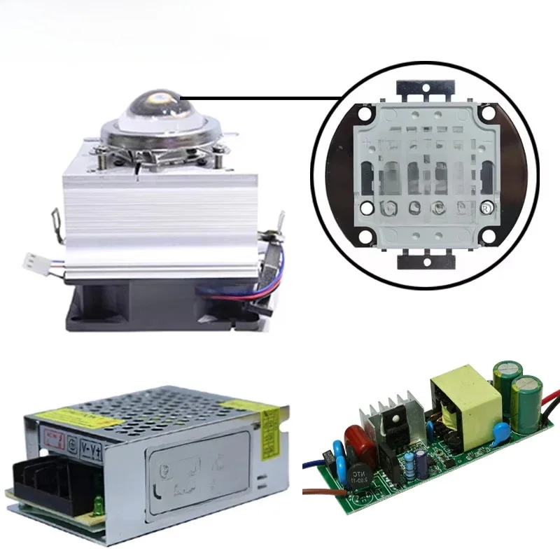 100W LED COB UV 395-400nm 365-370nm światło + sterownik AC 85-265V + radiator + obiektyw 60/120 stopni z zestawem kolimatora reflektora lampa — zdjęcie 2