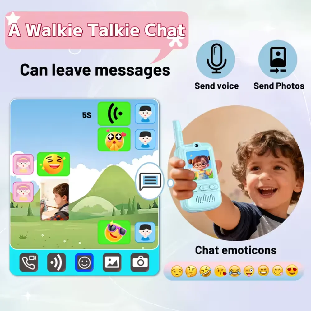 Kids Two Way Radio Video Walkie Talkies 2 Pack, USB Rechargeable Children Intercom with Camera Screen, Long Range Video Calling Toy for Outdoor Parent-child Game Boys Girls view 4