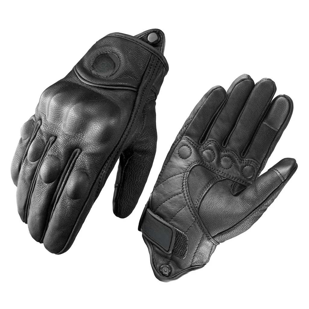 AliExpress NONE Retro Motorcycle Gloves Full Finger Mitten Gloves Breathable Leather Four Seasons Moto Racing Cycling Motocross Windproof