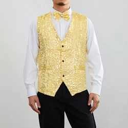 Neues Design Männer Pailletten Muster Glitter verziert V-Ausschnitt Blazer Weste männliche Abend party Anzüge plus Größe heiß