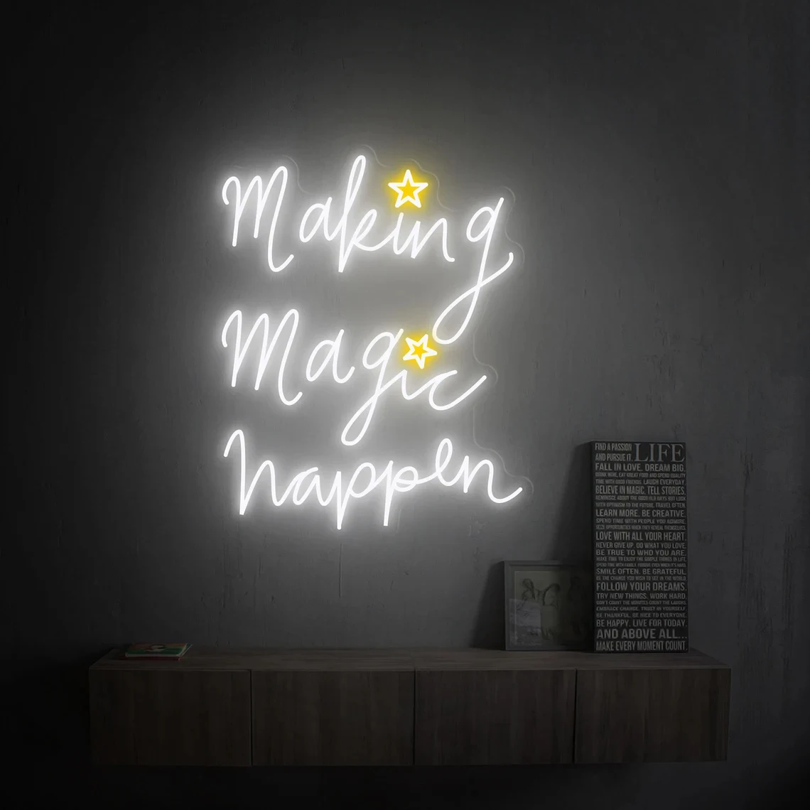 Making Magic Happen Neon Sign Bedroom Inspirational Quote Neon  Salon Bar Home Office Club Wall Decor Birthday Gift