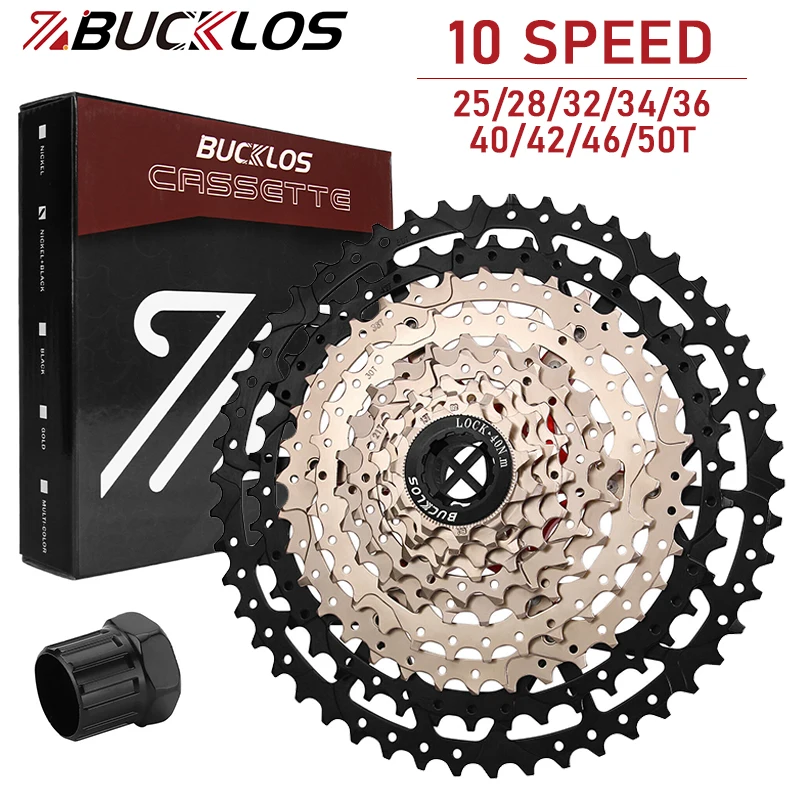 BUCKLOS Bicycle Cassette 10 speed MTB cassette K7 Road Bike Freewheel 25T 28T 32T 34T 36T 40T 10V Bike Cassettes Flywheel For HG