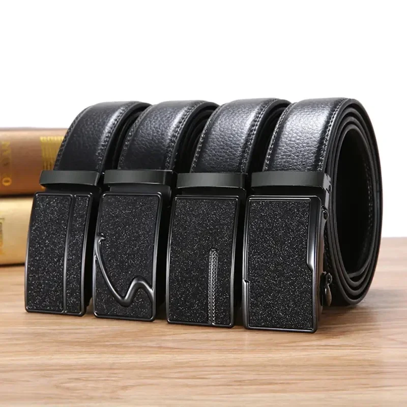 Heren Automatische Heren Riemen Brede Riemen Lederen Riem Direct Levering Zwarte Riemen Echt Lederen Riemen Luxe Merk - afbeelding 2