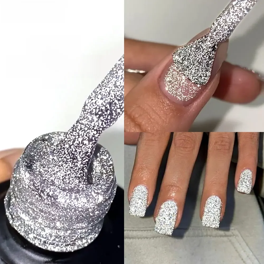 Venalisa reflecterende nagelgellak Sparkle Shining Glitter semi-permanente nagelmanicure losweken UV LED-kleurengellak - afbeelding 2
