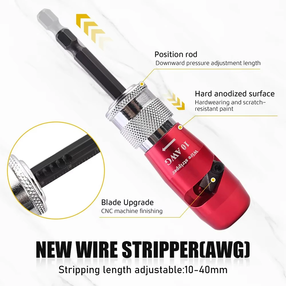 Electricians Drill Wire Stripper Set for Drill Cable Stripper with Wire Connectors Nuts Twister blade for AWG 14-12-10-8-6 Wires