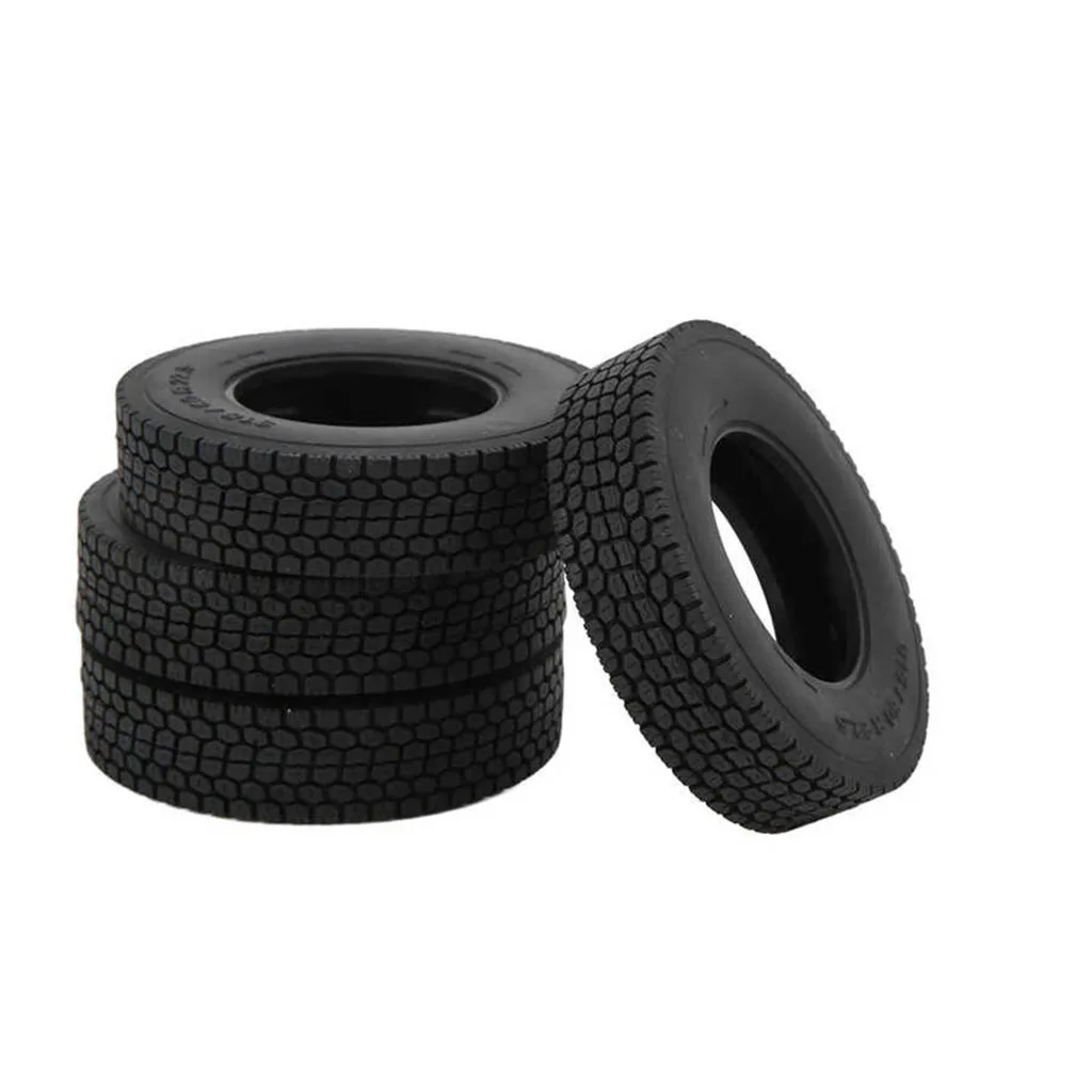 4Pcs 85mm Rubber Tyres Wheel Tires 22mm Width with Sponge Compatible for 1:14 Tamiya Tractor Trucks RC Car