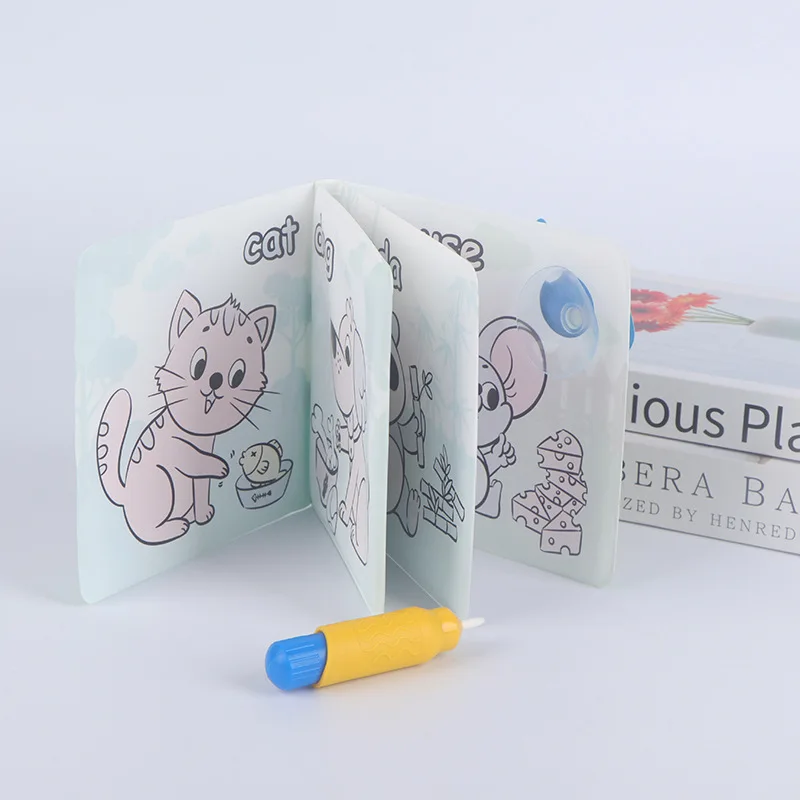 Sezoz PEVA Material Changes Color Exposed To Water Educational Early Education Water Painting Bathing Book For Kid