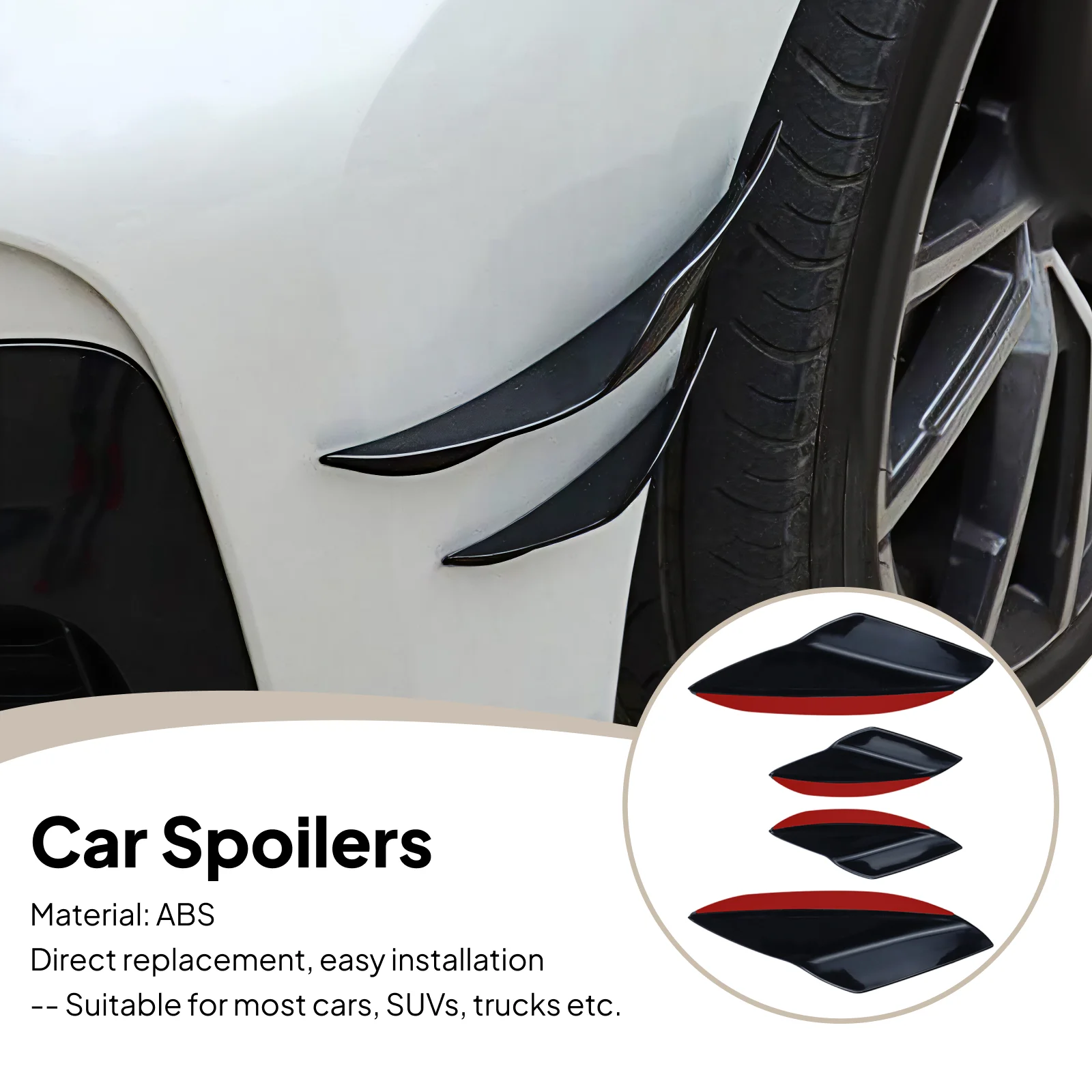 4Pcs Car Spoiler Canards Set Soft Decals Auto Collision Strip Carbon Fiber Pattern Front Bumper Lip Splitter Diffuser Spoiler