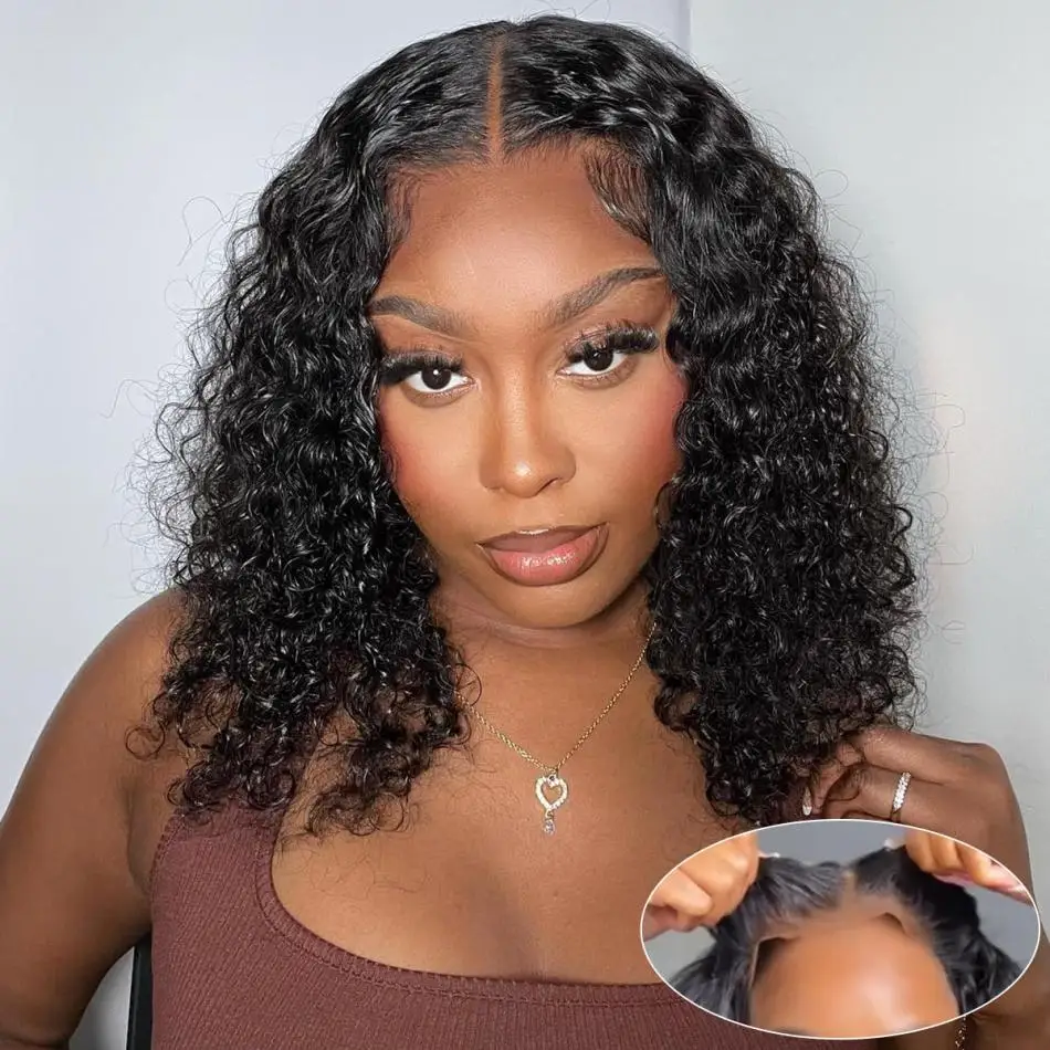 

Glueless Preplucked Human Wigs Ready To Go Deep Wave Curly Wigs Pre Cut Lace Frontal Wig 4X4 5X5 Closure Wigs 100% Human Hair