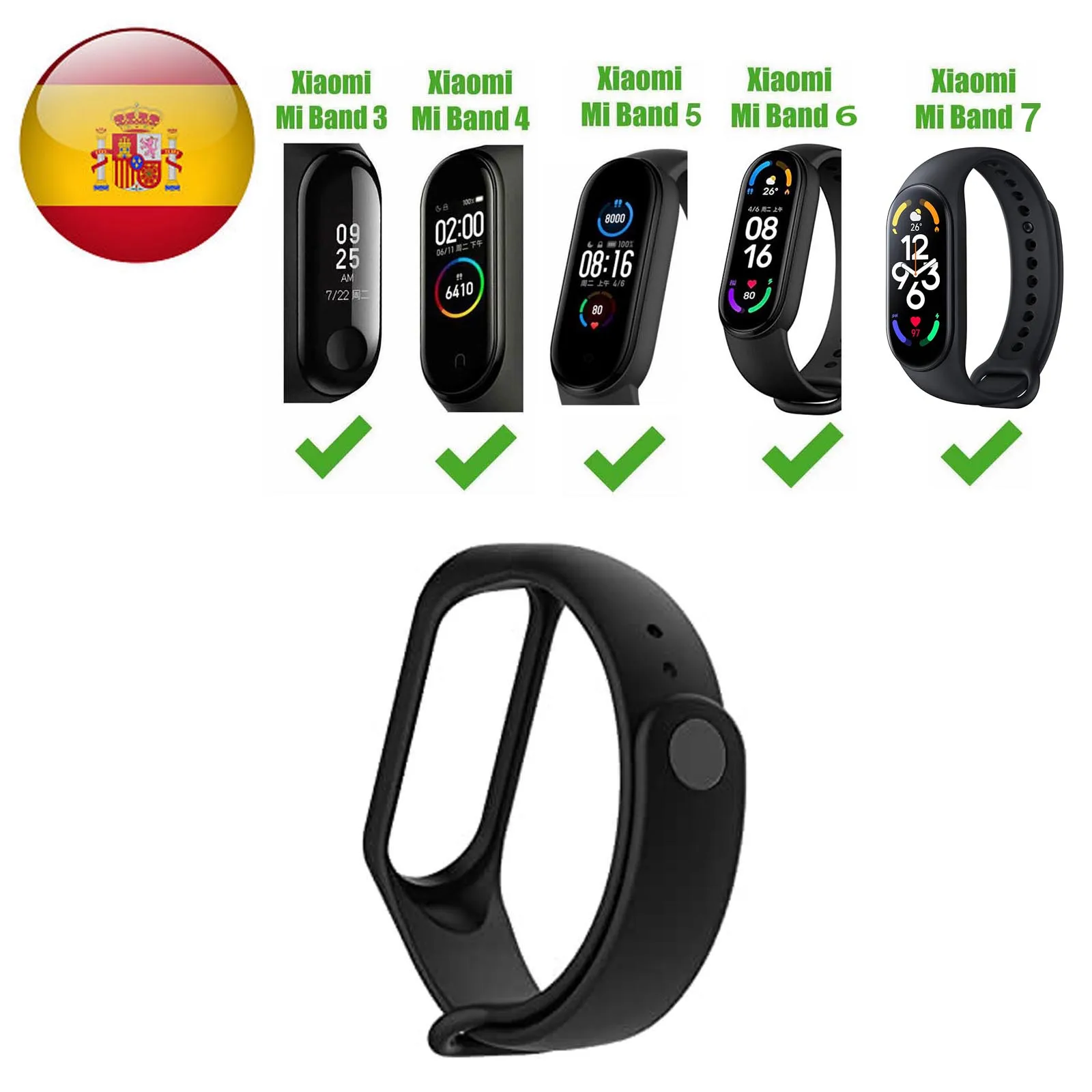 Replacement Strap Compatible With Xiaomi Mi Band 3 / 4 / 5 / 6 / 7 bracelet black silicone, Flexible and soft