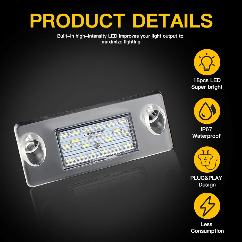 

2 шт., яркие белые светодиодные фонари для номерного знака, лампы Canbus для Audi A4 B5 1995-2001, без ошибок, аксессуары для стайлинга автомобилей