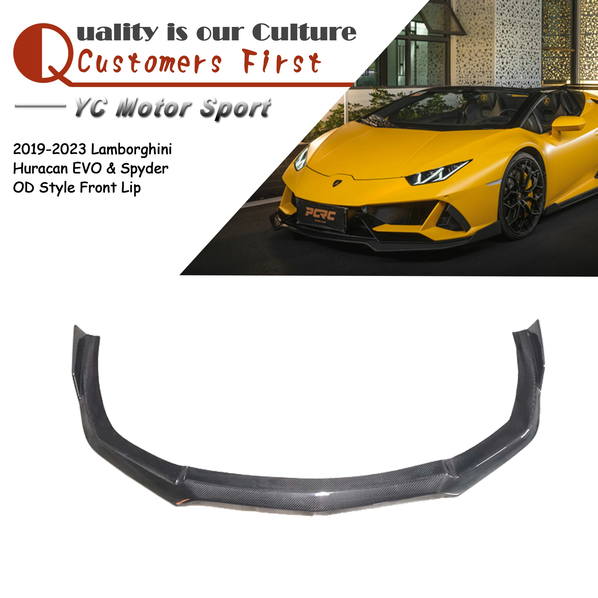 Car Accessories Dry Carbon Fiber OD Style Front Lip Fit For 2019-2023 Huracan EVO & Spyder Front Splitter