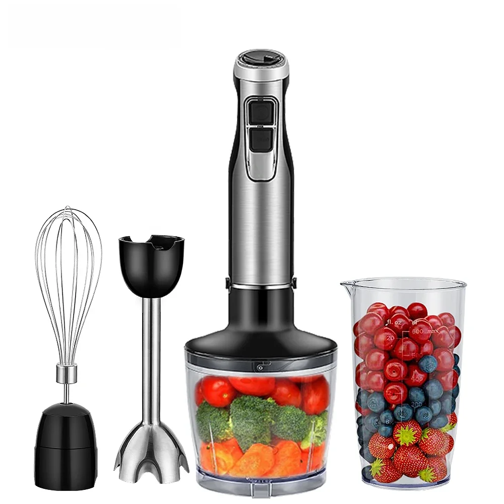 BioloMix 4 in 1 High Power 1200W Immersion Hand Stick Mixer Mixer Umfasst Chopper und Smoothie Tasse Edelstahl eis Klingen