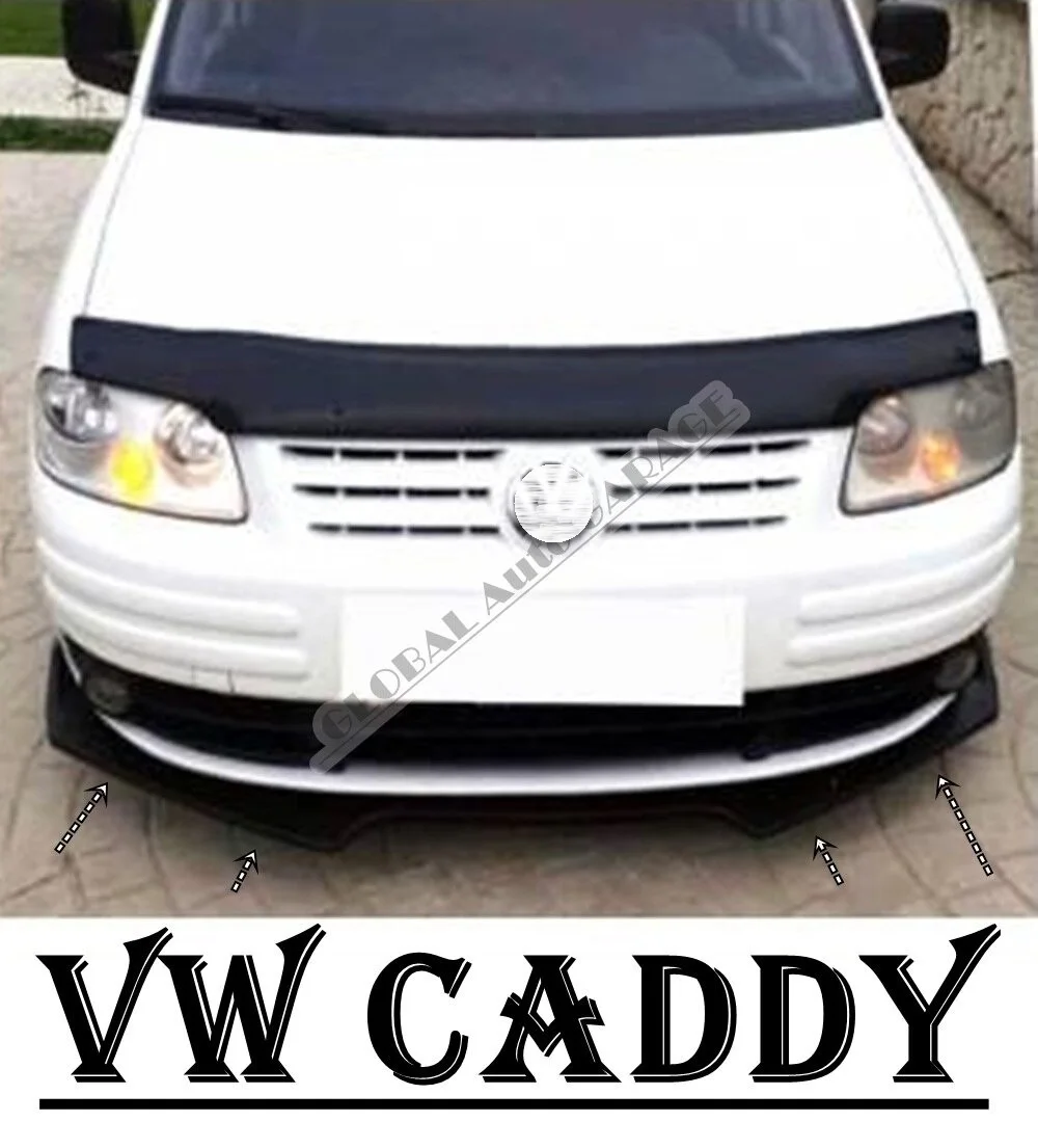 For VOLKSWAGEN CADDY Front Bumper Attachment Lip 2004-2020 Piano Glossy Black Splitter Diffuser Universal Spoiler Bumper