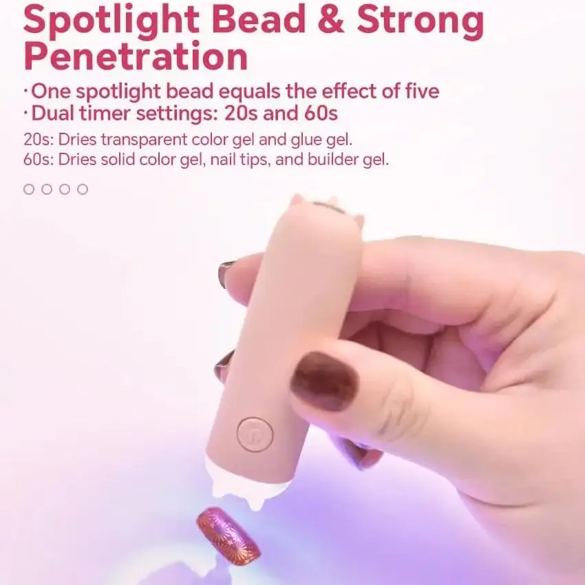 

Portable Pink LED UV Nail Lamp Quick Dry USB Nail Dryer Machine Applicable to Home Phototherapy Tools Professional LED Nail Lamp