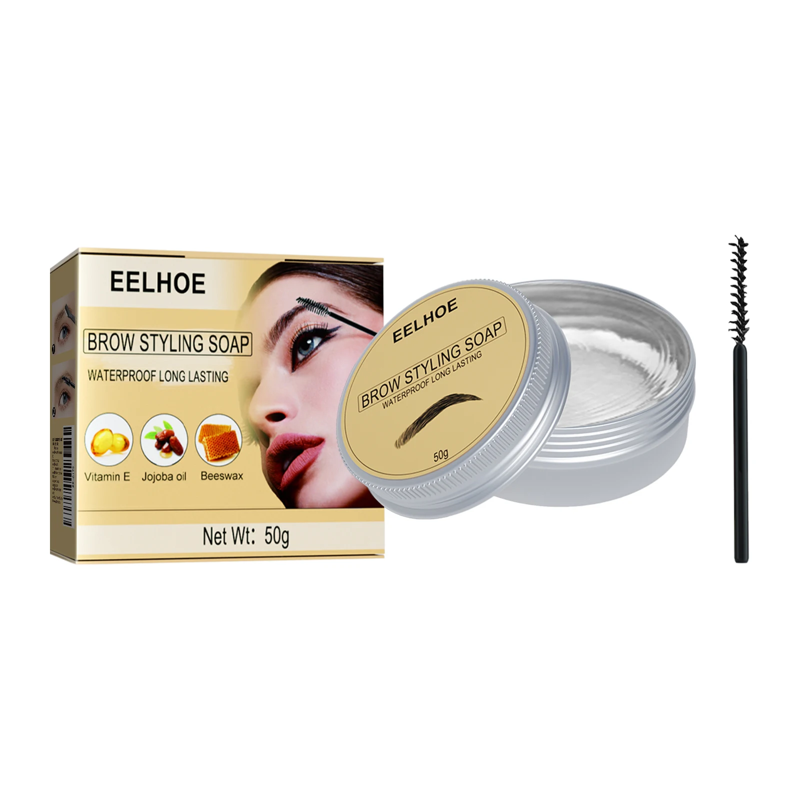 Gel para estilo de sobrancelha, cria forma perfeita de sobrancelha, charme natural aprimorado, pasta de estilo de beleza leve e à prova d'água de longa duração