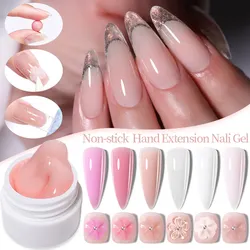 LILYCUTE 8ML Clear Nude Pink Non Stick Hand Solid Extension Gel Nail Polish Nail Art Carving Flower Construction UV Gel Varnish