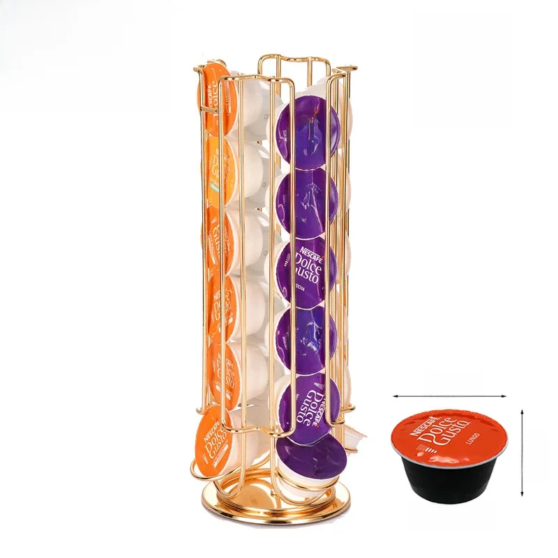 Support de dosette de café rotatif standard pour Dolce Gusto, présentoir de capsules, support de tour T1, étagères de rangement, or 24, nouveau