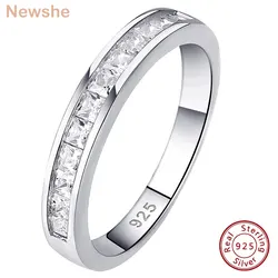 Newshe 925 Silver Wedding Bands for Women Princess 5A Cubic Zircon GRA Moissanite Stackable Finger Rings Quality Jewelry