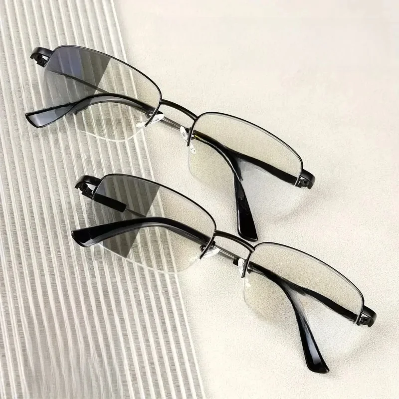 2 stuks meekleurende multifocale leesbrillen voor mannen en vrouwen - koop 1 krijg 1 gratis, progressieve lenzen met blauw getinte frames - afbeelding 2