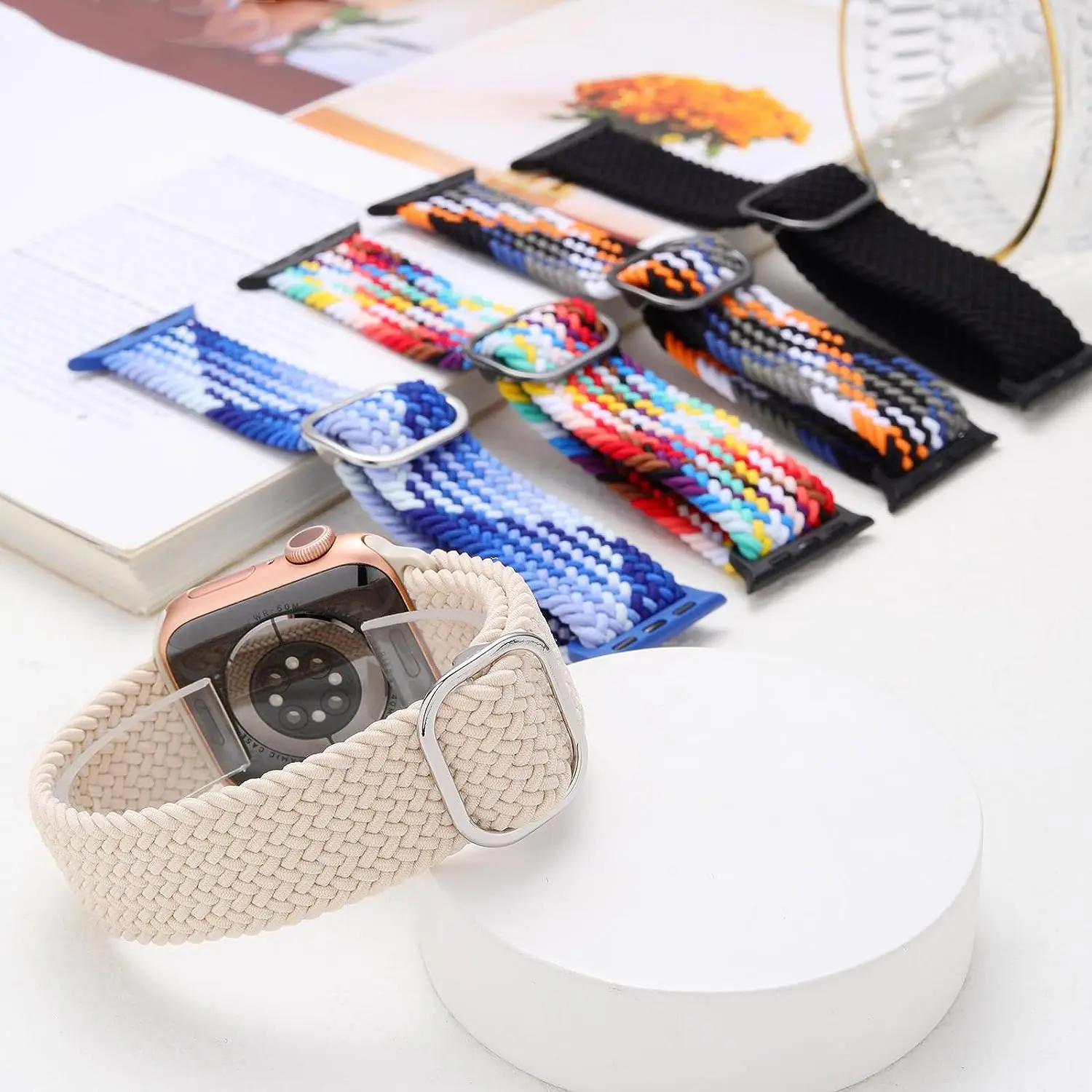 Nylon Strap for Apple Watch Band 40mm 41mm 42mm 44mm 45mm 49mm Elastic Loop Bracelet iWatch Series Ultra 2 3 7 SE 8 9 Accessorie