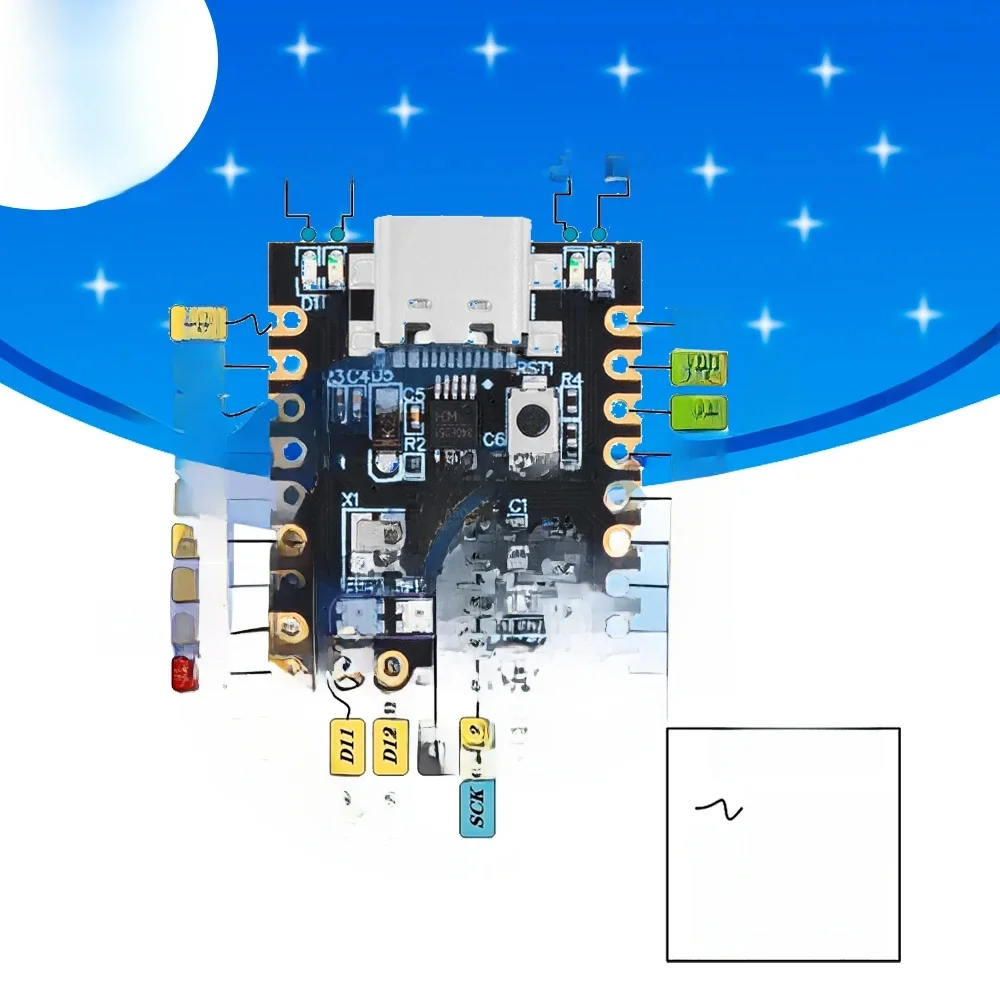 Płytka programistyczna Arduino Nano Mini, wyjątkowo mała, z portem USB typu C, wyposażona w układ ATmega328P i układ scalony CH340 do komunikacji szeregowej. — zdjęcie produktu 7
