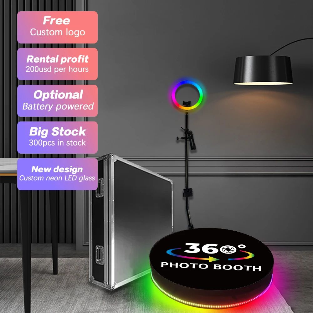 

360 Spin Photo Booth For 3-5 People Celebrations Weddings Events With Logo Customization Automatic 360 Degree Photo Booth