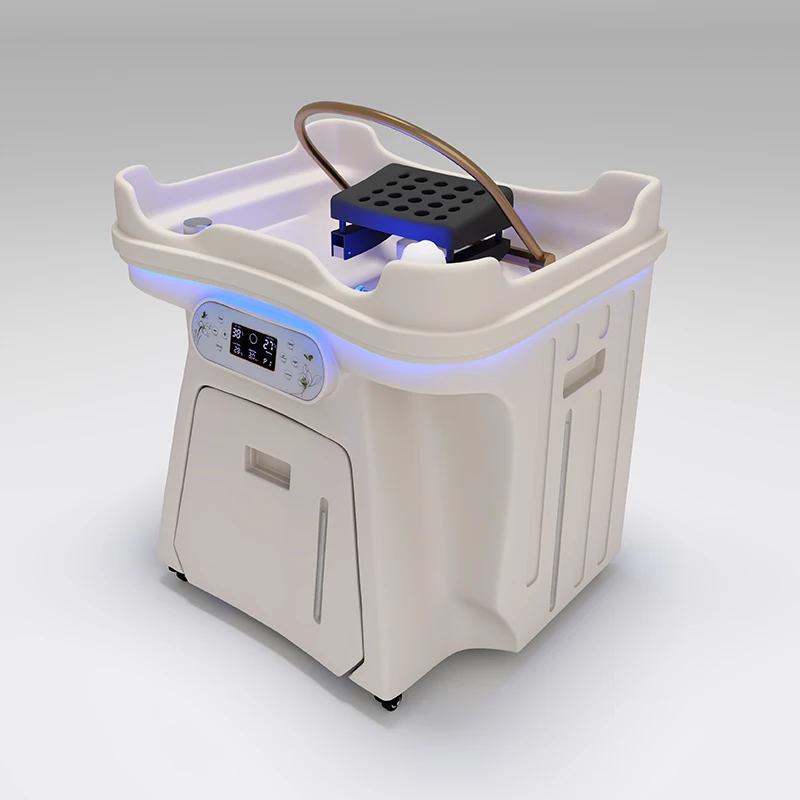 Poltrona da parrucchiere con sistema di circolazione dell'acqua per lavaggio capelli, disponibile in magazzino UE. Stazione portatile per shampoo, sedia mobile per terapia