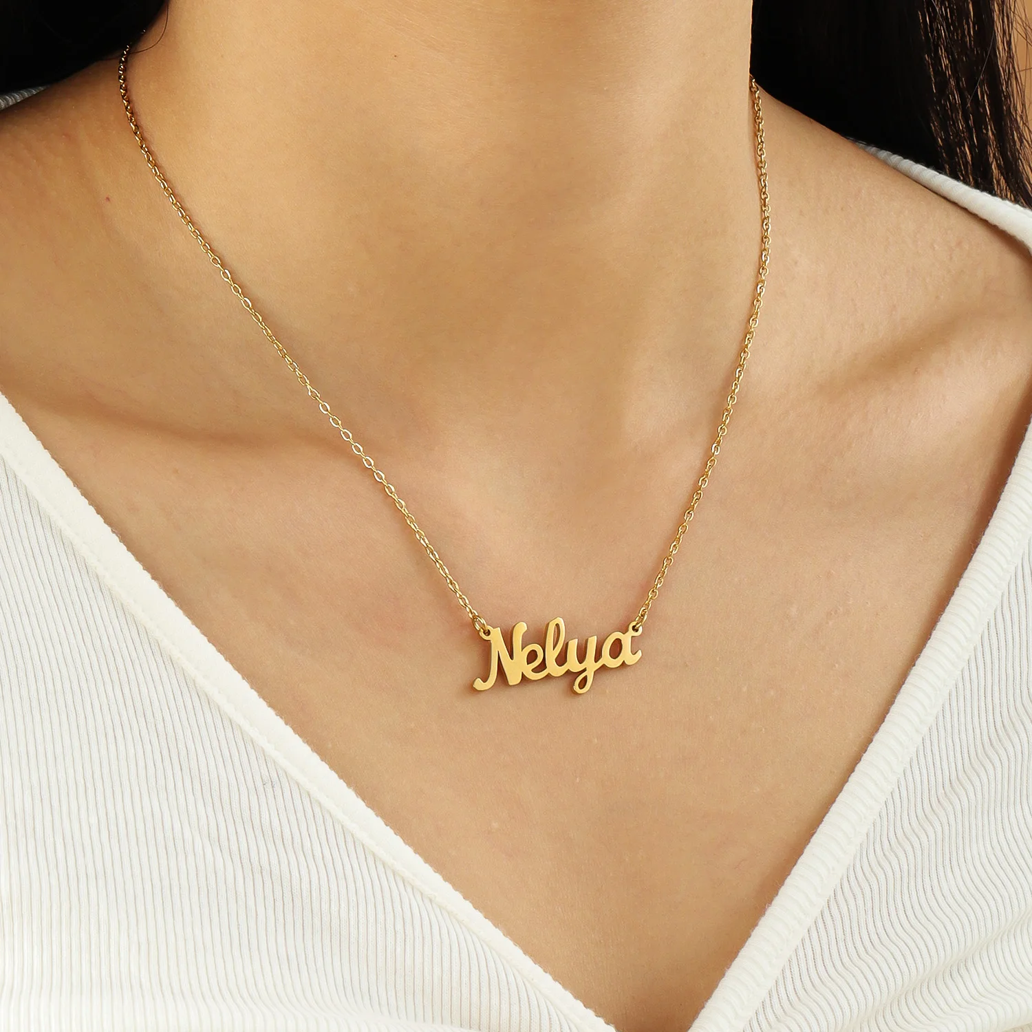 Gepersonaliseerde naam ketting goud roestvrij staal naam ketting aangepaste naam kettingen, aangepaste hanger, charme vrouwen sieraden cadeau