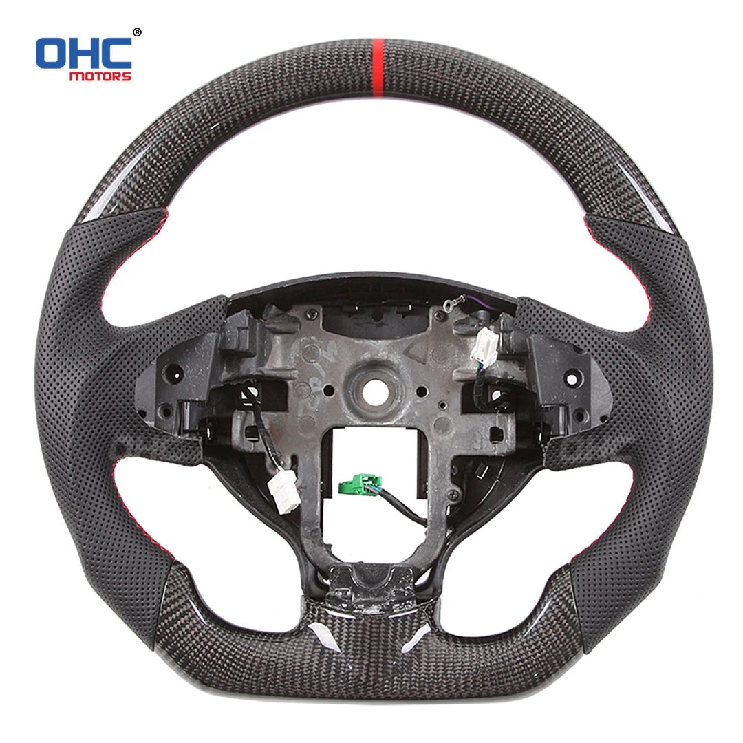 OHC Motors 100% Real Carbon Fiber Steering Wheel for Mitsubishi L200 Sportero Triton 2005 - 2014 Montero Lancer Outlander