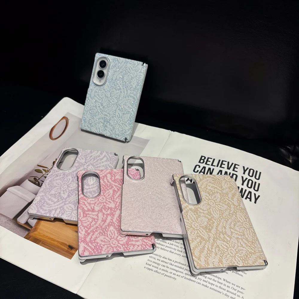 Vintage Glitter Floral Phone Case For Samsung Galaxy Z Fold 8 Z Fold 8 Ultra Z Fold 7 Z Fold 6, 5 Women's Luxury Anti-Fall Cover