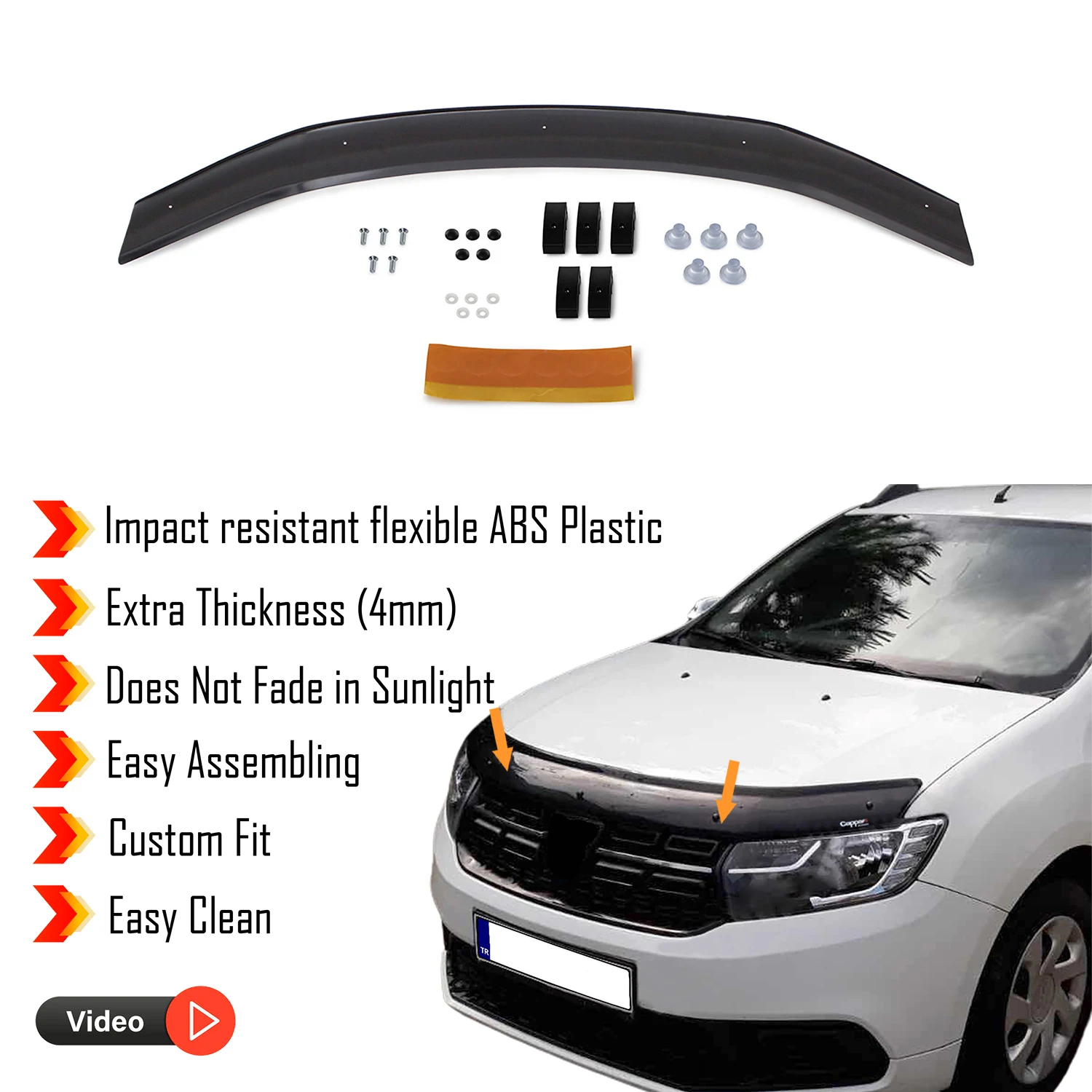 Hood Deflector Guard for Dacia Logan Mcv (2013-2020) - (SW) Bug Shield Bonnet Protector / 4 mm thickness material