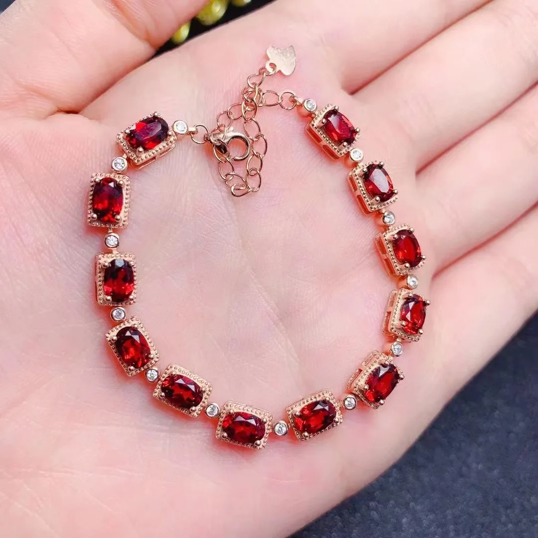

KJJEAXCMY Boutique Jewelry Women's Bracelet 925 Pure Silver Natural Mozambique Garnet Wedding Party Birthday Gift New Year