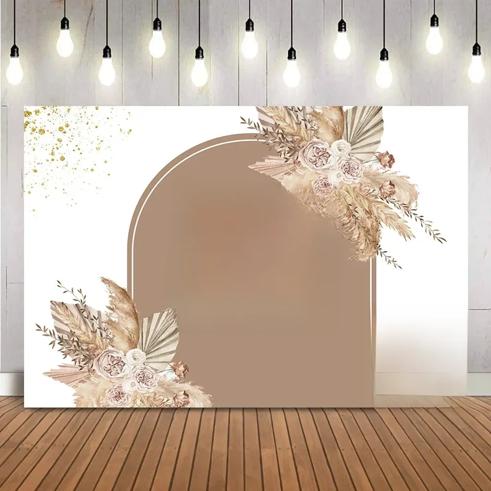 Boho bébé douche toile de fond Pampas herbe fond pour bébé douche thème décoration bonjour bébé Floral Boho fête fournitures