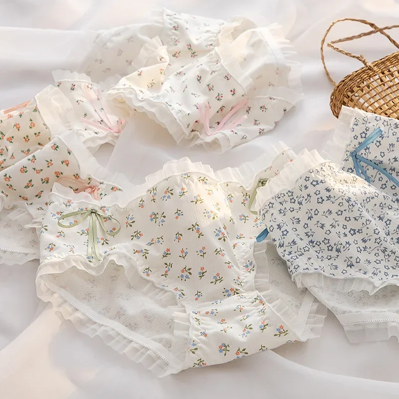 M-XL Bielizna damska Dziewczęce śliczne wygodne figi Modne kwiatowe majtki Med Waist Bezszwowe kalesony Bielizna damska — zdjęcie 2