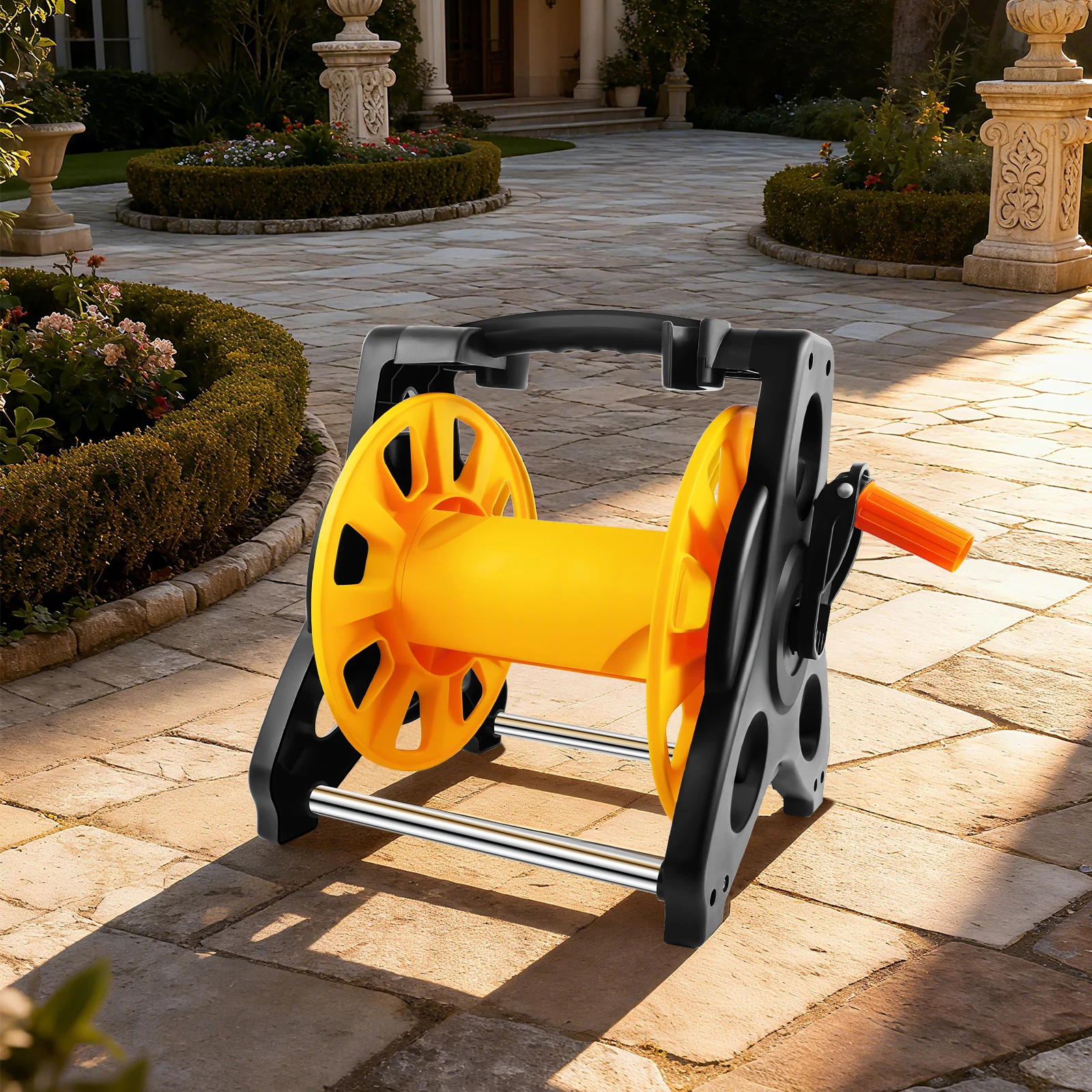 15m/25m/30m Gartenschlauchspule, 2-in-1-Ständer oder Wandbefestigung, enthält Schlauchführung, Sprühdüse und Schnellverbinder – für Garten und Rasen – Detail 9