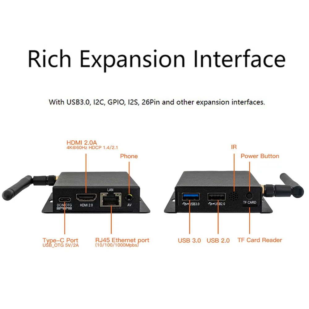 RK3328 komputer Mini Quad-Core 64-Bit, kemampuan dekoding perangkat keras kuat USB 3.0 HDMI 4K Android, Ubuntu, Linux + QT