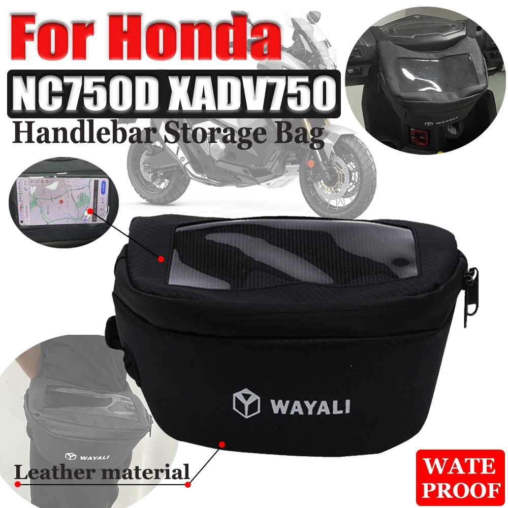 

For Honda NC750D XADV750 X-ADV 750 NC 750DMotorcycle Front Tool Bags Storage Leather Travel Pouch Storage Touch Screen Waist Bag