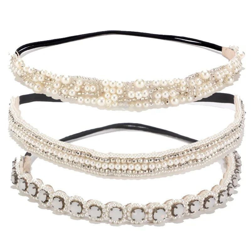 Europejski ślub i zaręczyny ślubne perły Rhinestone opaski druhna akcesoria do włosów akcesoria Vintage Crystal Hairband prezent — zdjęcie 2