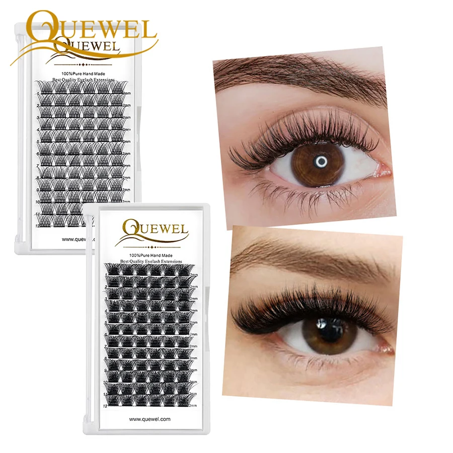 Quewel Eyelashes Extensions Kit Bond and Seal Lash Glue 72 Pcs DIY Lashes Clusters Segment Eyelashes Extension Eye Lash Glue