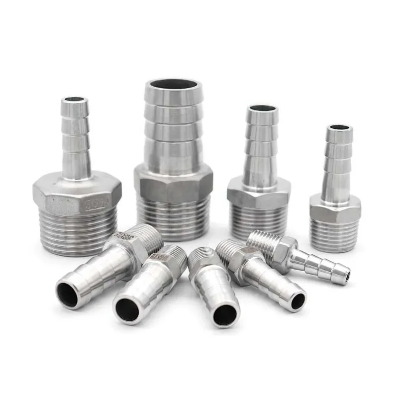 6mm à 25mm tuyau barbe 1/8 "1/4" 3/8 "1/2" 3/4 "1" BSP filetage mâle 304 raccord de tuyau en acier inoxydable coupleur Connecto