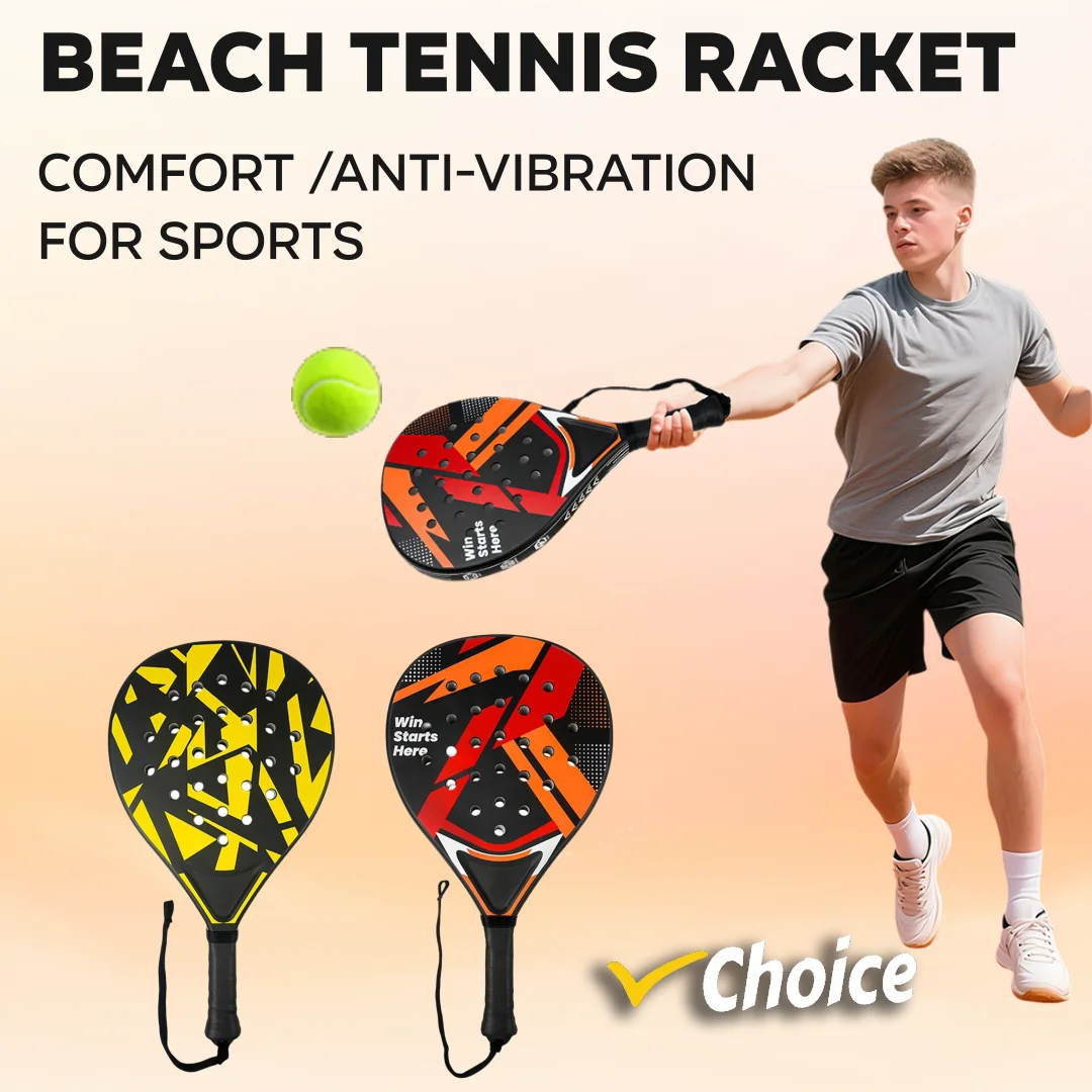 

Padel Racket Beach Padel Tennis Racket for Beginners Intermediates Durable Anti-Vibration Handle Plastic Grip