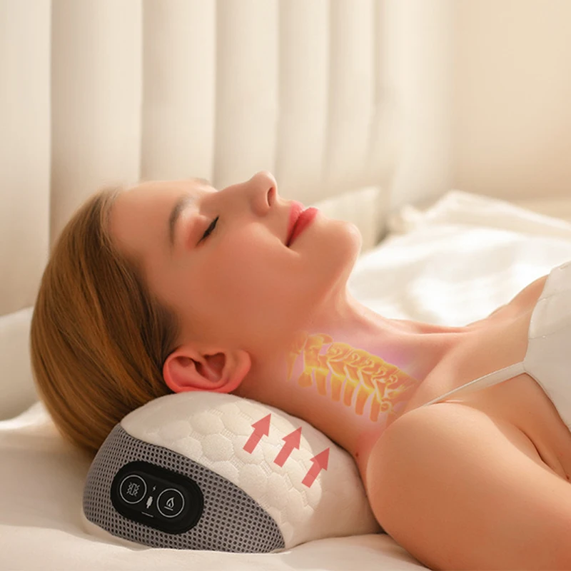 

Подушка для массажа шеи с подогревом и питанием от USB с подогревом и вибрацией — подходит для шеи, плеч, позвоночника — регулируемые режимы, Plug and Play, прочный и мягкий прикроватный массажер