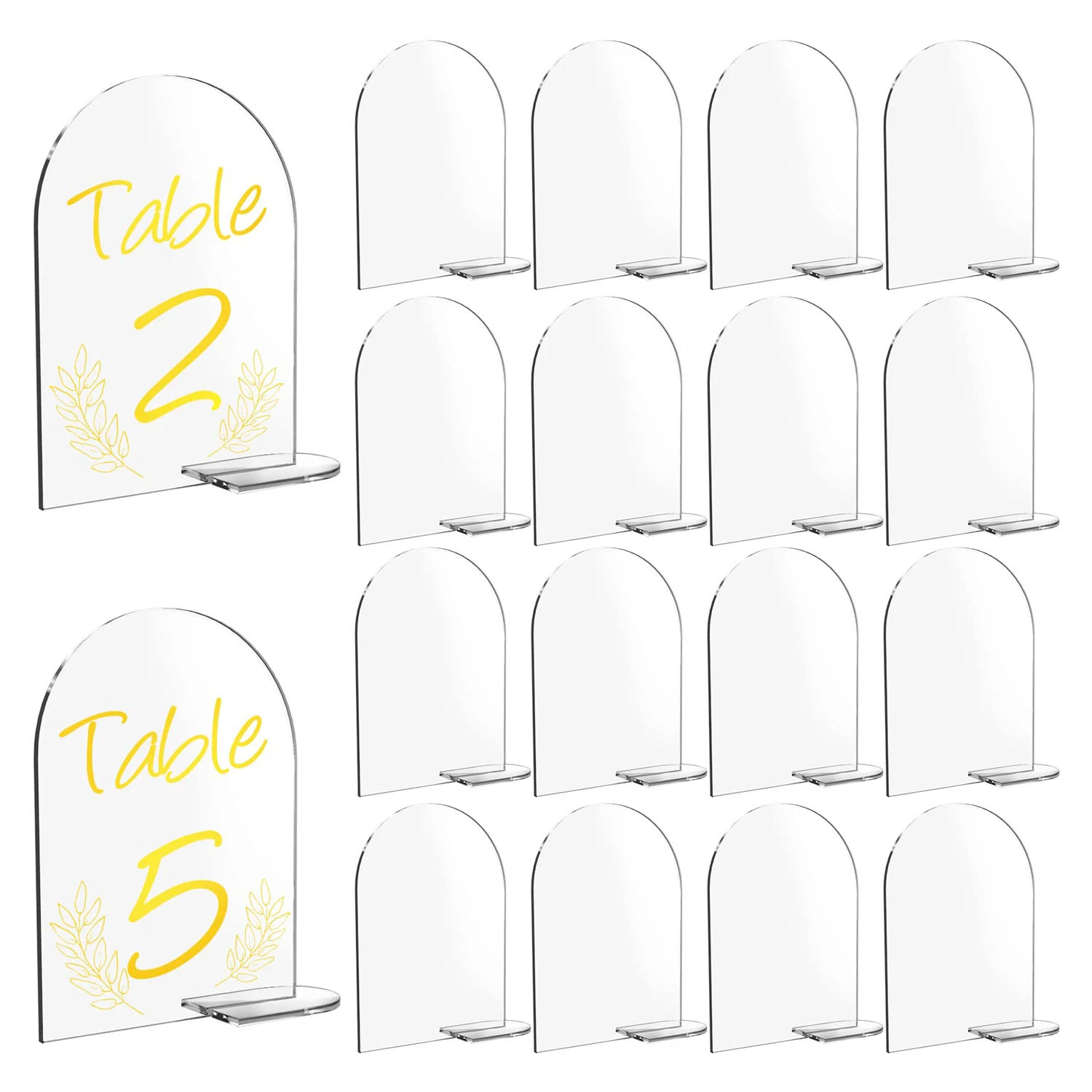 50/20/10 Sets 4 x 6 Inch Clear Arch Acrylic Sign with Stand Blank Arched Round Top Acrylic Sheet DIY Acrylic Arch Table Numbers