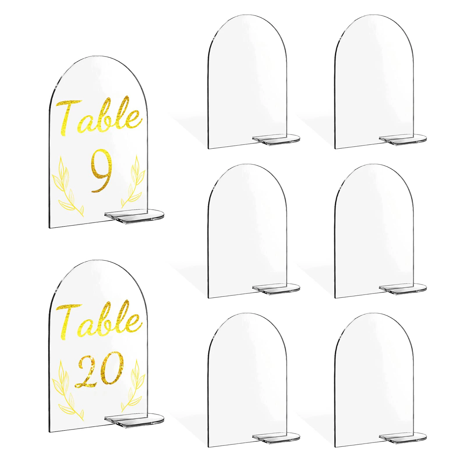 

4x6 inch Arch Acrylic Table Number Holders for Wedding Decorations, Blank Arched Round Top DIY Sign Stand for Wedding Reception