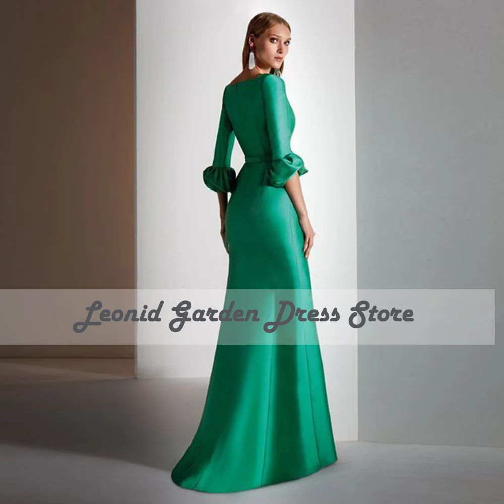 Eleganti abiti per la madre della sposa 2022 abiti da sera a sirena verde in raso con scollo a V profondo lunghezza del pavimento Robe De Fête De Mariage