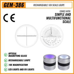 Scale Loupe 10X Jeweler Magnifying Glass 5 UV 5 LED Magnifying Glass Simple Scale & Multifunctional Scale Gem Tools